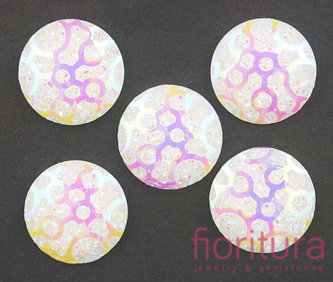 KABOSZON AKRYLOWY Z BROKATEM KOŁO 18x2MM KOLOR WHITE AB