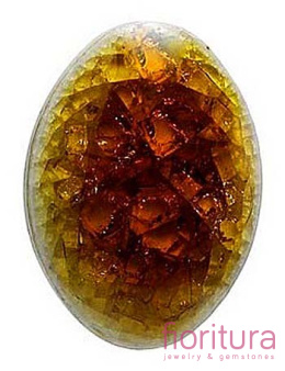 KABOSZON CERAMICZNY CRACLE OWAL 18x12MM KOLOR BRĄZOWY