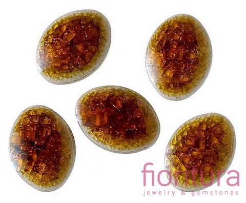 KABOSZON CERAMICZNY CRACLE OWAL 18x12MM KOLOR BRĄZOWY