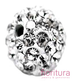 KORALIKI CARAMBALLA Z KRYSZTAŁKAMI STRASS KULA 10MM KOLOR BIAŁY