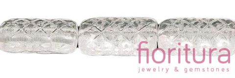 KORALIKI SZKLANE PROSTOKĄT RZEŹBIONY 13x7MM KOLOR CRYSTAL