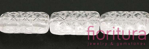 KORALIKI SZKLANE PROSTOKĄT RZEŹBIONY 13x7MM KOLOR CRYSTAL