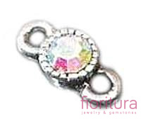 ŁĄCZNIK SZKŁO FASETOWANE CRYSTAL AB 10x5MM KOLOR SREBRNY