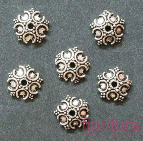 NAKŁADKA KWIATEK 12MM MIEDŹ POSREBRZANA OKSYDOWANA