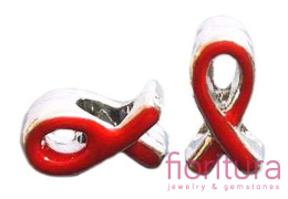 PRZEKŁADKA EMALIOWANA CZERWONA WSTĄŻKA 11x6x6MM