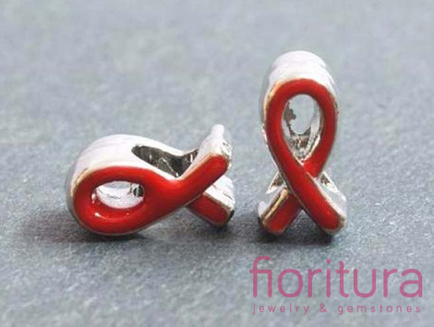 PRZEKŁADKA EMALIOWANA CZERWONA WSTĄŻKA 11x6x6MM