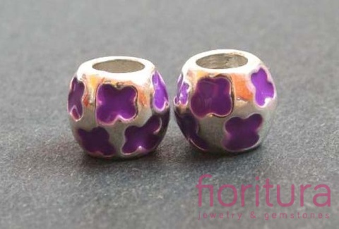 PRZEKŁADKA EMALIOWANA KRZYŻYKI FIOLETOWE 9MM