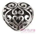 PRZEKŁADKA SERCE AŻUROWE 13MM KOLOR STARE SREBRO