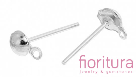 SZTYFTY Z PÓŁKULĄ Z OCZKIEM DO PODWIESZANIA 6x15MM KOLOR SREBRNY