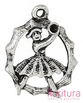 ZAWIESZKA BALETNICA 20x15MM KOLOR STARE SREBRO