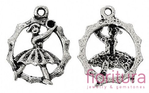 ZAWIESZKA BALETNICA 20x15MM KOLOR STARE SREBRO