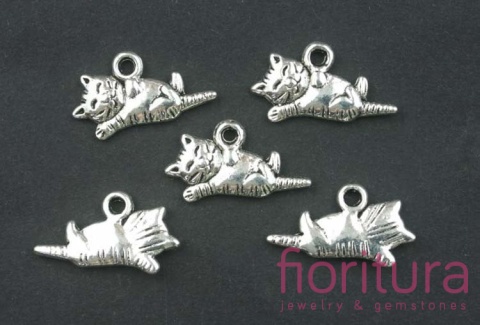 ZAWIESZKA KOTEK 20x11MM KOLOR STARE SREBRO