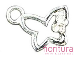 ZAWIESZKA MOTYLEK Z KRYSZTAŁKIEM CRYSTAL 12X15MM KOLOR SREBRNY