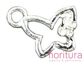 ZAWIESZKA MOTYLEK Z KRYSZTAŁKIEM CRYSTAL 12X15MM KOLOR SREBRNY