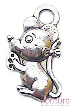 ZAWIESZKA MYSZKA 13x8MM KOLOR STARE SREBRO