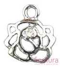 ZAWIESZKA RÓŻA Z KRYSZTAŁKIEM CRYSTAL 16X14MM KOLOR SREBRNY