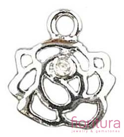 ZAWIESZKA RÓŻA Z KRYSZTAŁKIEM CRYSTAL 16X14MM KOLOR SREBRNY