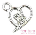 ZAWIESZKA SERCE Z KRYSZTAŁKIEM CRYSTAL 16X15MM KOLOR SREBRNY