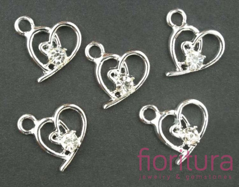 ZAWIESZKA SERCE Z KRYSZTAŁKIEM CRYSTAL 16X15MM KOLOR SREBRNY
