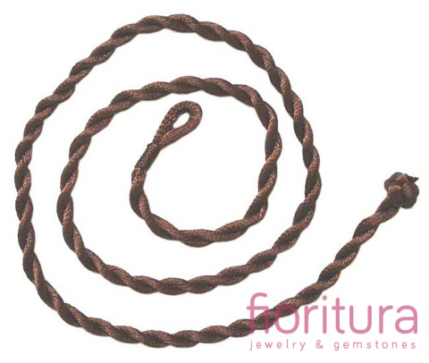 BAZA NASZYJNIKA, BRANSOLETKI SZNUR ATŁASOWY SKRĘCANY Z ZAPIĘCIEM 47-52CM KOLOR CIEMNY BRĄZ