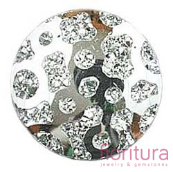 KABOSZON AKRYLOWY Z BROKATEM KOŁO 14MM KOLOR SILVER GREY