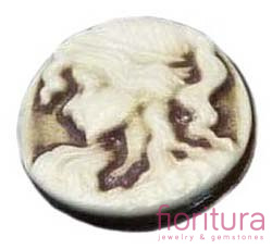 KABOSZON Z ŻYWICY KAMEA KOŁO 18MM KOLOR BRĄZOWY