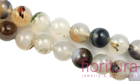 KAMIEŃ NATURALNY AGAT IVORY FLOWER KULA 12MM