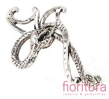 KOLCZYK NAUSZNICA WĄŻ 58x31MM KOLOR STARE SREBRO