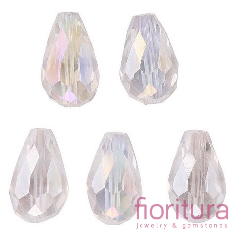 KORALIKI KRYSZTAŁOWE KROPLA FASETOWANA 15x10MM KOLOR CRYSTAL AB
