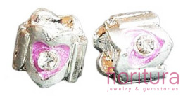 PRZEKŁADKA FIOLETOWE SERCE Z KRYSZTAŁKAMI 12MM