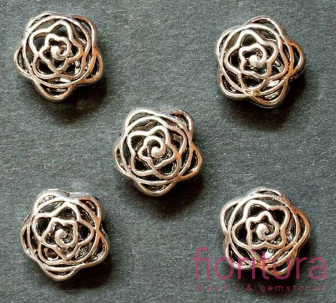 PRZEKŁADKA KWIAT AŻUROWY 14MM KOLOR STARE SREBRO