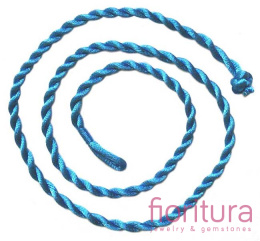 BAZA NASZYJNIKA, BRANSOLETKI SZNUR ATŁASOWY SKRĘCANY Z ZAPIĘCIEM 47-52CM KOLOR NIEBIESKI