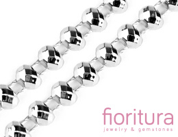 TAŚMA Z ĆWIEKAMI PÓŁKOLE FASETOWANE 8x5MM KOLOR SREBRNY