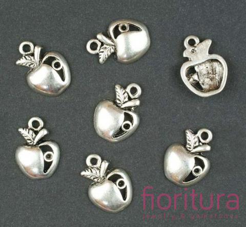 ZAWIESZKA JABŁKO 11X15MM KOLO STARE SREBRO