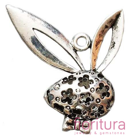 ZAWIESZKA KRÓLICZEK 34x30x8MM KOLOR STARE SREBRO