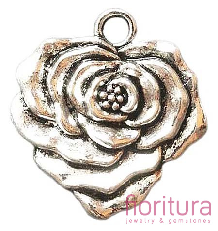 ZAWIESZKA RÓŻA 25x23MM KOLOR STARE SREBRO