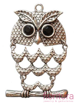 ZAWIESZKA SOWA 68x45MM KOLOR STARE SREBRO
