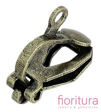 BAZA KLIPSÓW Z OCZKIEM DO PODWIESZANIA 13x6x10MM KOLOR STARE ZŁOTO