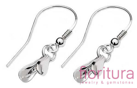 BIGLE OTWARTE Z PODWIESZANĄ KRAWATKĄ ZACISKANĄ 26x10MM SREBRO