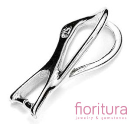 KRAWATKA PODWIESZANA ZACISKANA 16x7MM SREBRO