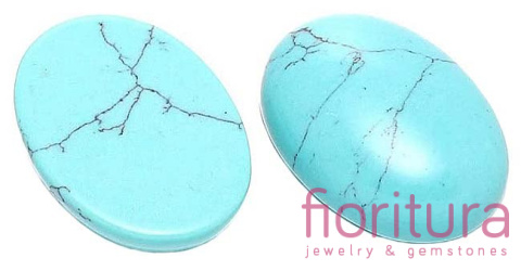 KAMIEŃ NATURALNY HOWLIT KABOSZON OWAL 10x8x4MM KOLOR GŁĘBOKI BŁĘKIT