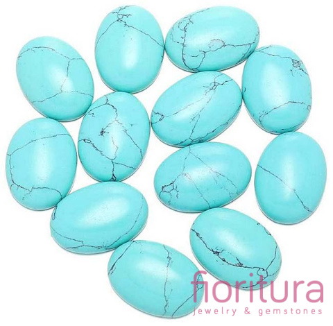 KAMIEŃ NATURALNY HOWLIT KABOSZON OWAL 10x8x4MM KOLOR GŁĘBOKI BŁĘKIT