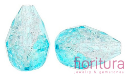 KORALIKI SZKLANE CRACLE KROPLA FASETOWANA 16x10MM KOLOR CRYSTAL/BLUE