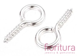 KRAWATKA WKRĘT Z OCZKIEM 13x7MM POSREBRZANA