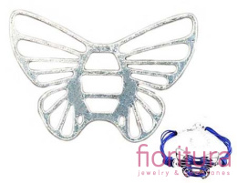 ŁĄCZNIK MOTYL AŻUROWY 26x37MM KOLOR STARE SREBRO