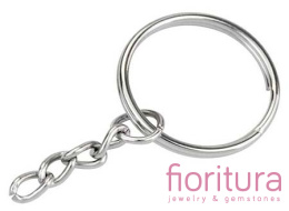 PODWÓJNE KÓŁKO Z ŁAŃCUSZKIEM DO BRELOCZKÓW 46MM KOLOR STARE SREBRO