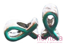 PRZEKŁADKA EMALIOWANA ZIELONA WSTĄŻKA 11x6x6MM