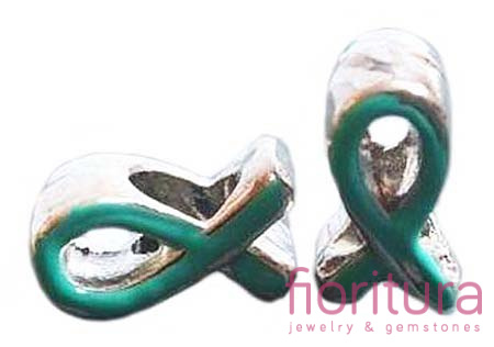 PRZEKŁADKA EMALIOWANA ZIELONA WSTĄŻKA 11x6x6MM