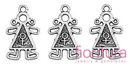 ZAWIESZKA DZIEWCZYNKA 19x10MM KOLOR STARE SREBRO