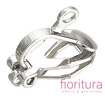 BAZA KLIPSÓW Z OCZKIEM DO PODWIESZANIA 13x6x10MM KOLOR STARE SREBRO